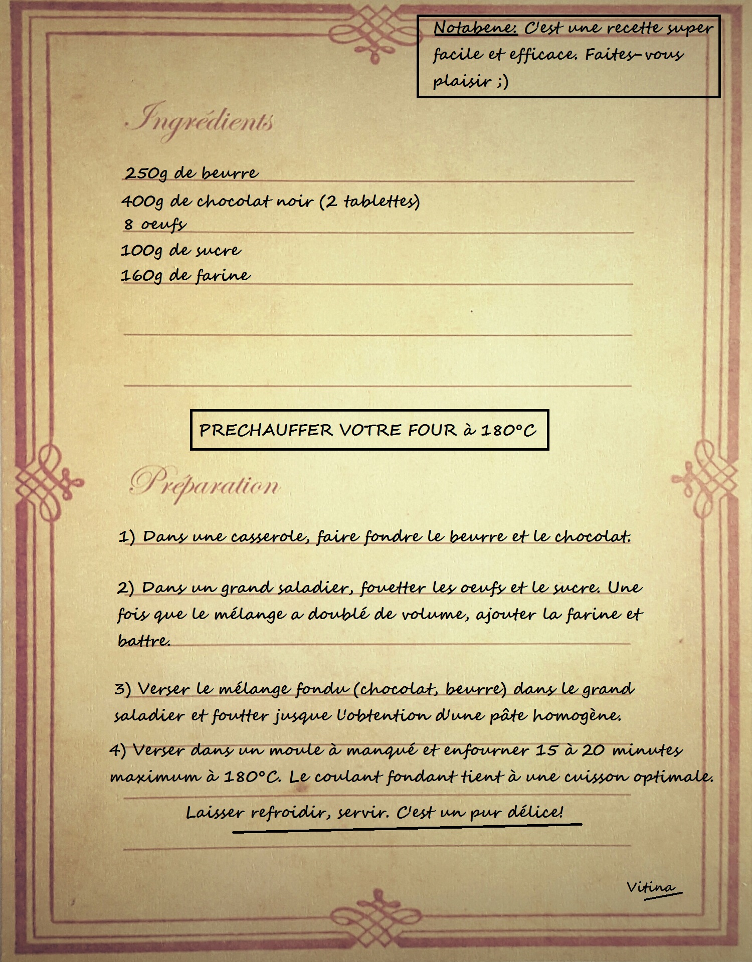 Fondant coulant chocolat