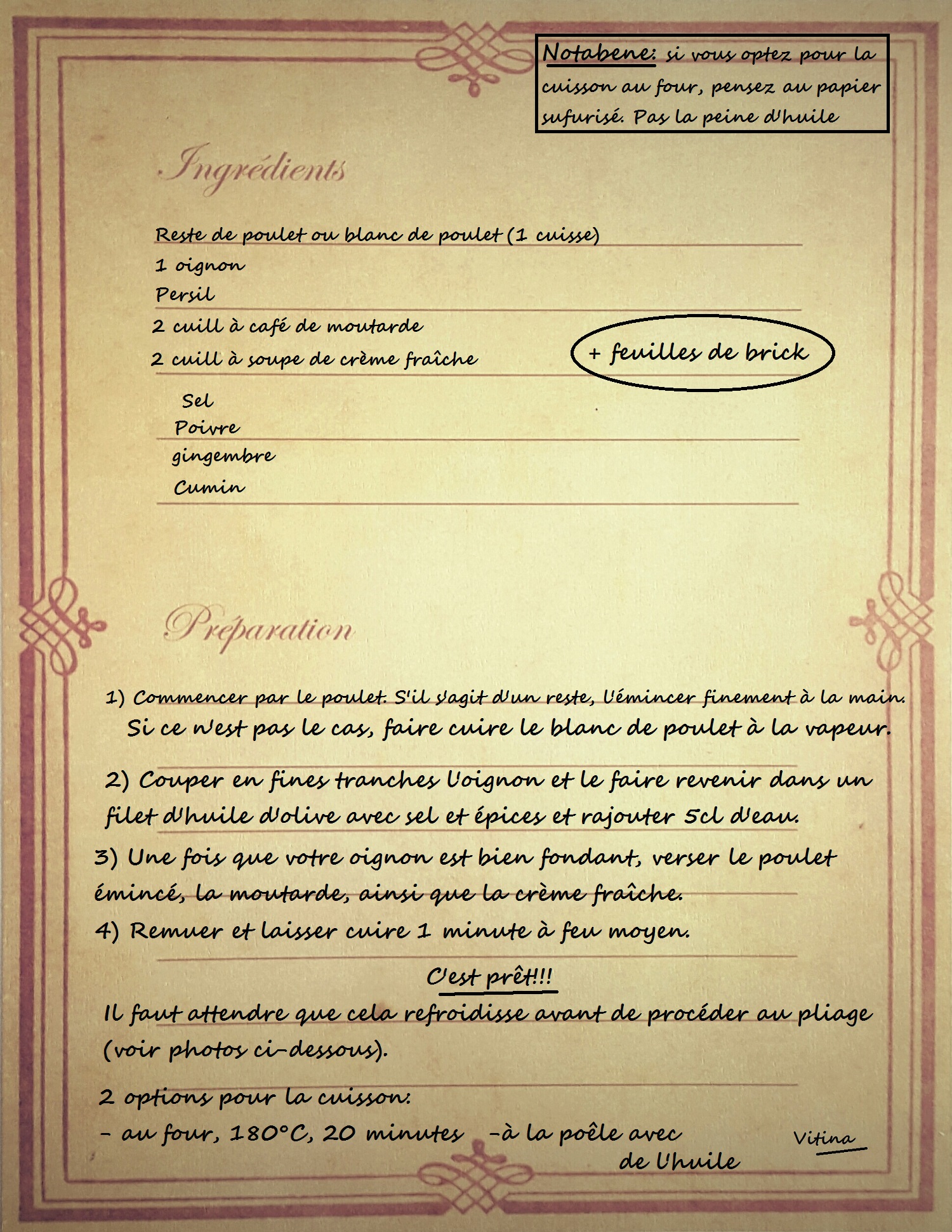 Ing briouats au poulet