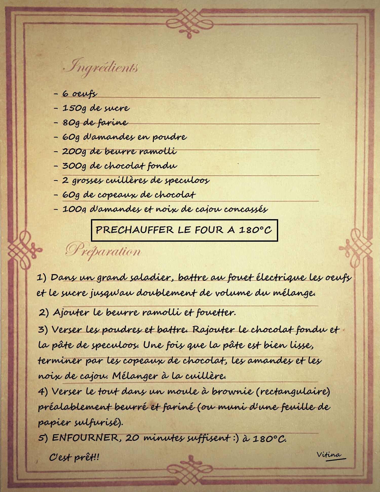 Prép brownie choc, noix et speculoos