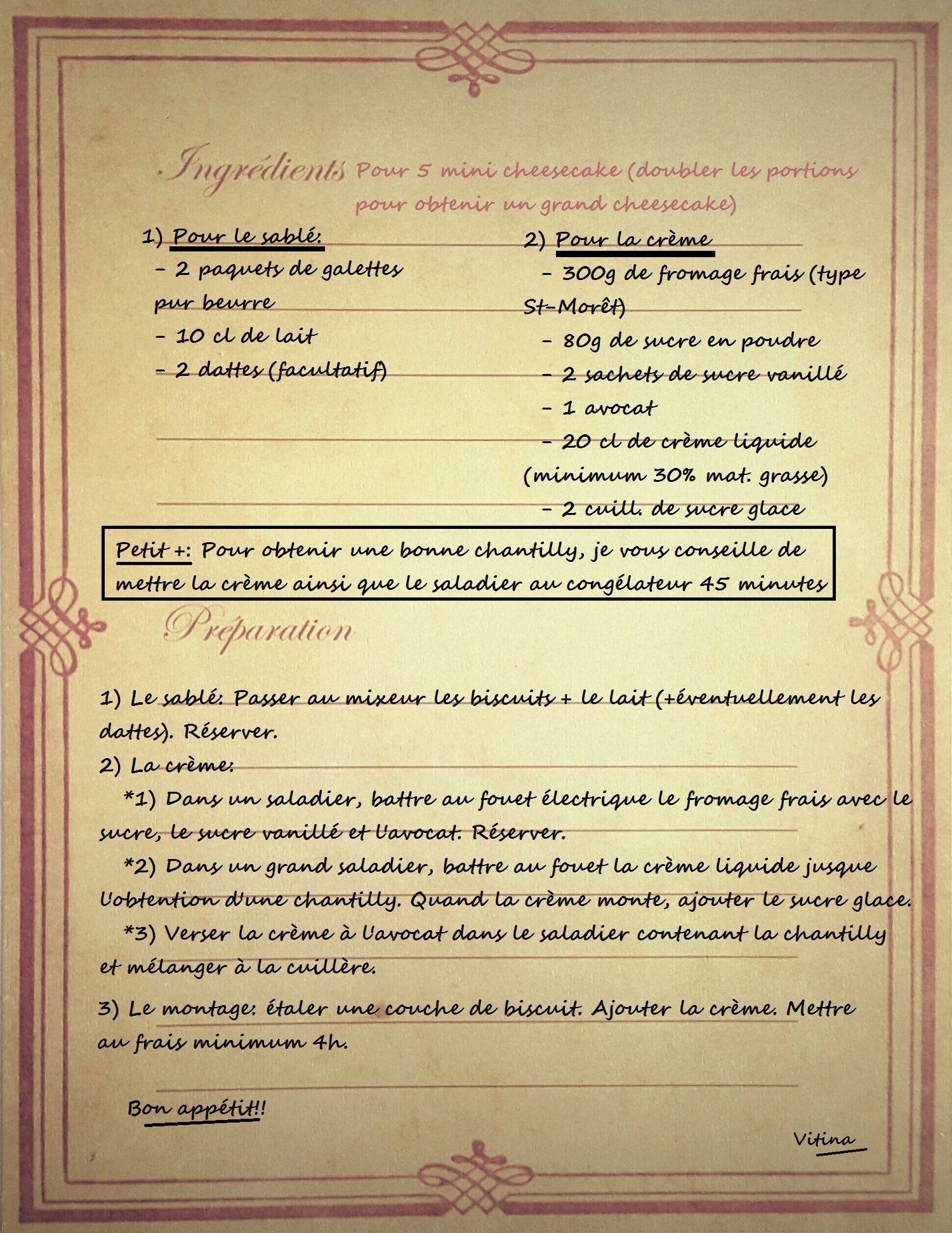 Préparation cheesecake avocat