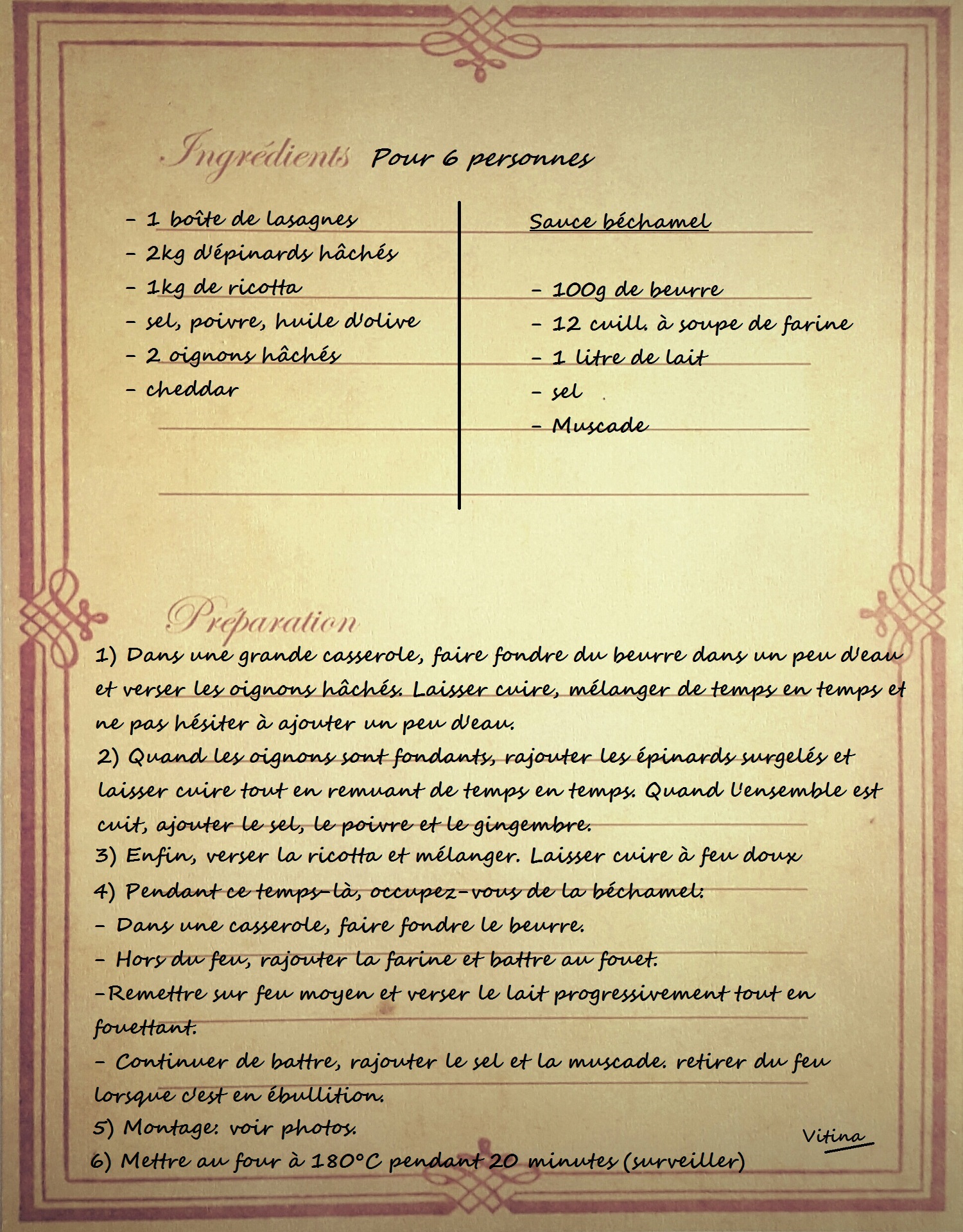 recette lasagnes ricotta épinards